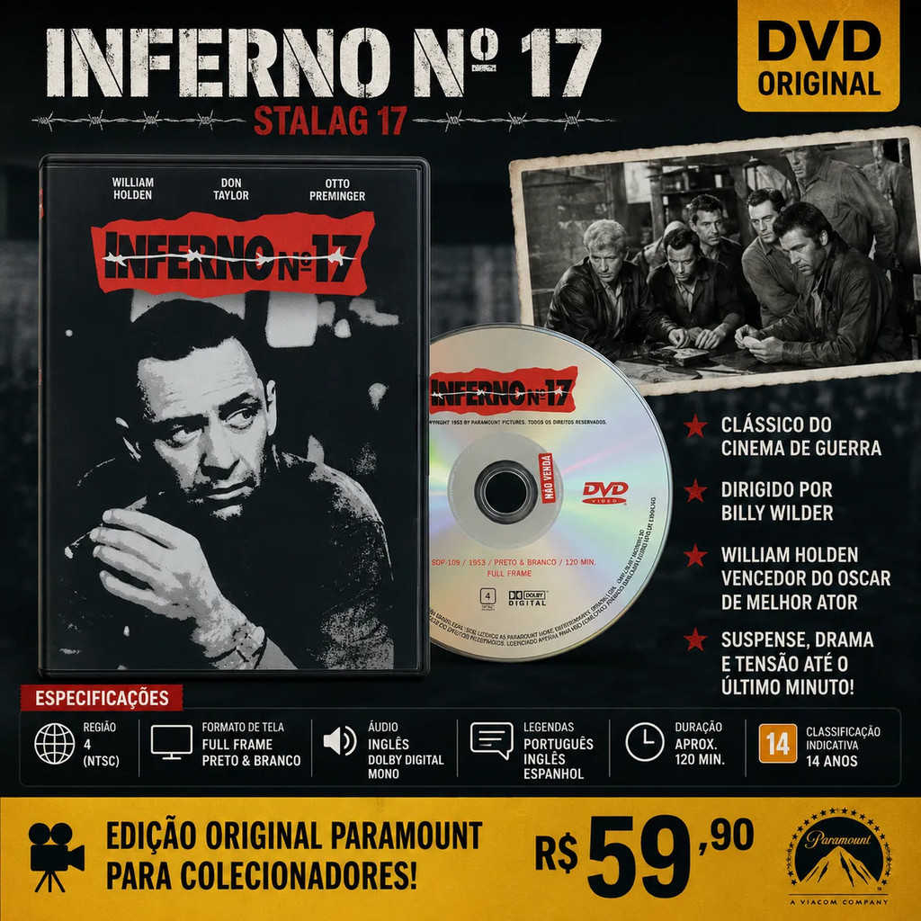 DVD Filme Inferno No17 | Stalag 17 Billy Wilder William Holden P&b