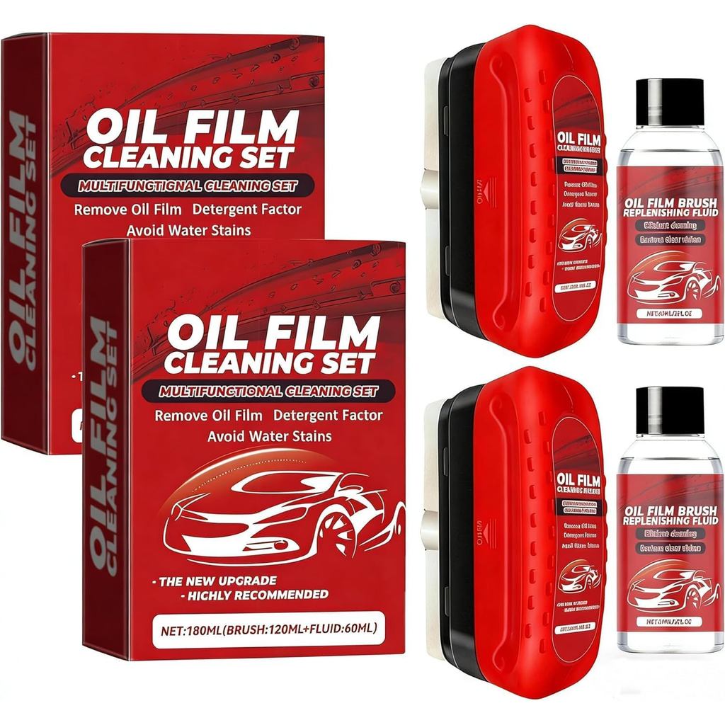 2 Pack Automotive Oil Film Cleaning Brush,Glass Oil Film Remover for Car Windshield,Clear View Glass Cleaner with Rain a