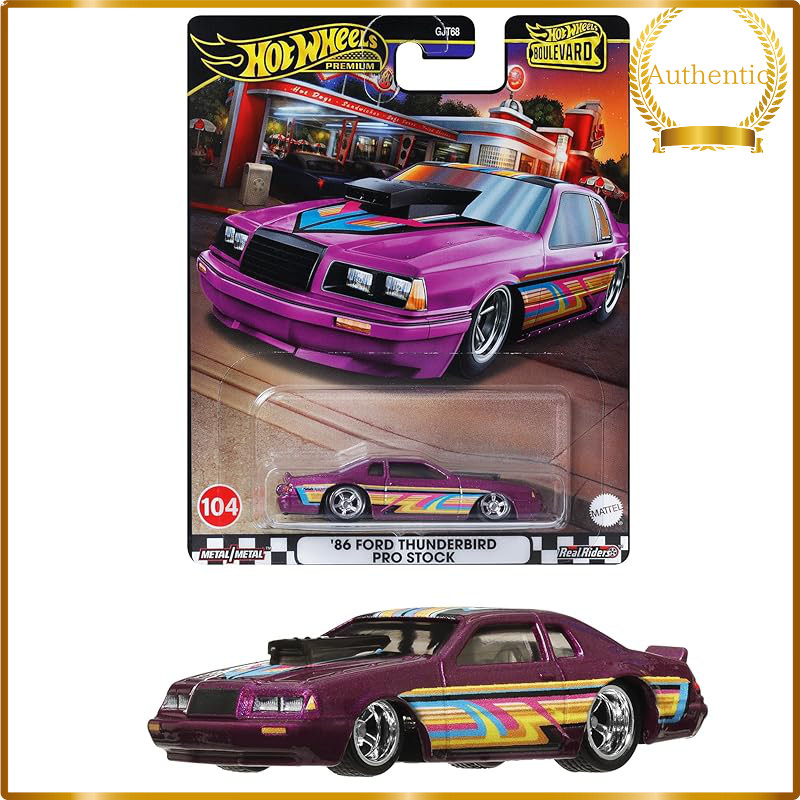 Hot Wheels Premium Boulevard '86 Ford Thunderbird Pro Stock HRT72 Purple 1:64 Die-Cast Mini Car