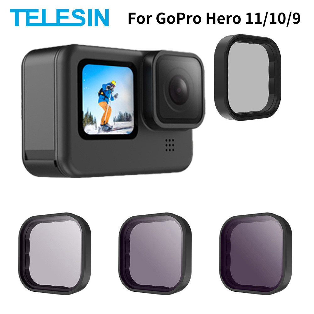 TELESIN ND8 ND16 ND32 CPL Conjunto De Filtro De Lente Moldura De Liga De Alumínio Para GoPro 12 Hero 11 10 9 Câmera De A