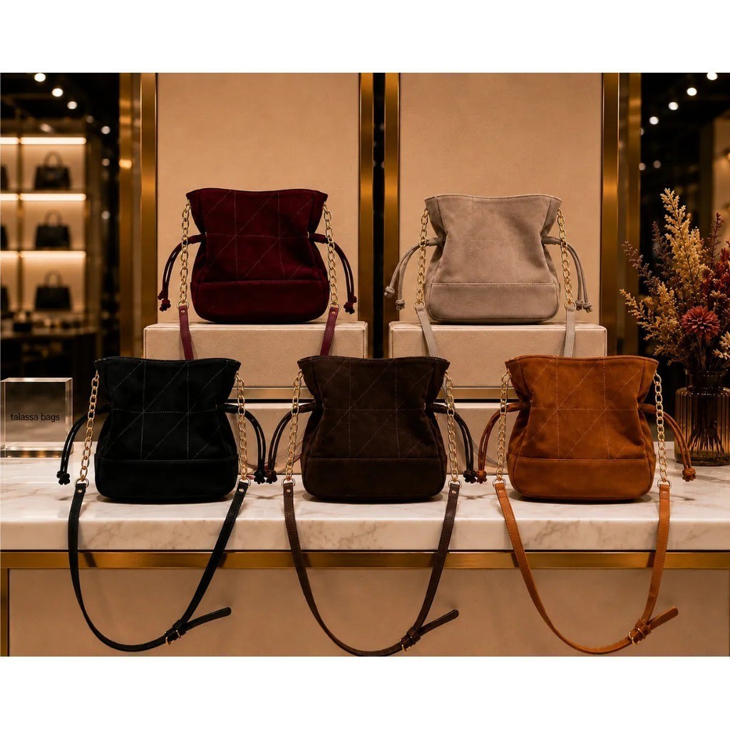 Bolsa Feminina Transversal Pequena Camurça Alça De Corrente E Regulagem Fashion Luxo