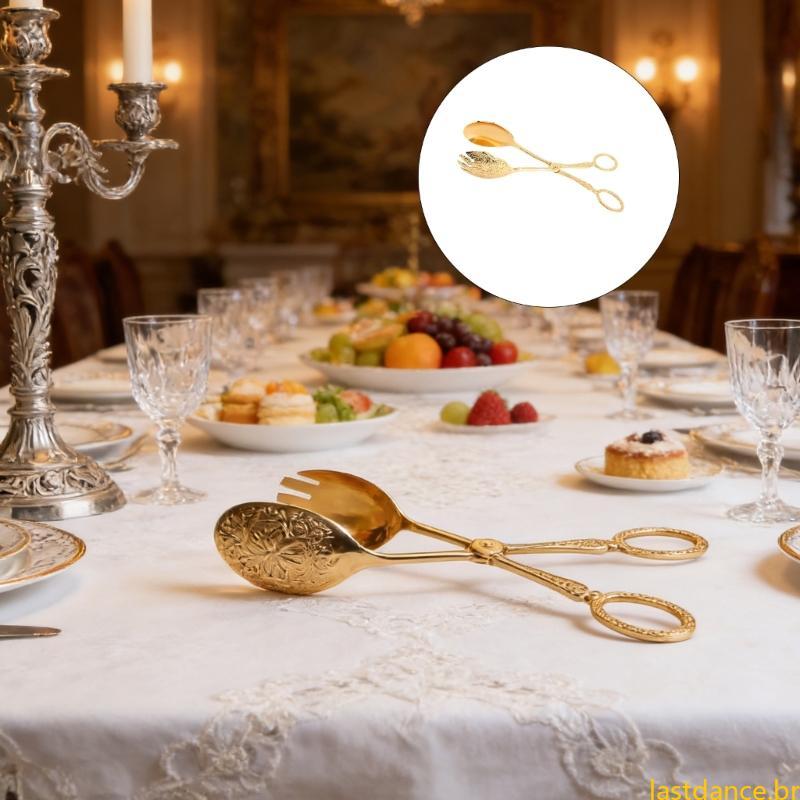 Las Liga Alumínio Sobremesa Salada Servindo Pinças Para Buffet Aperitivos Festa