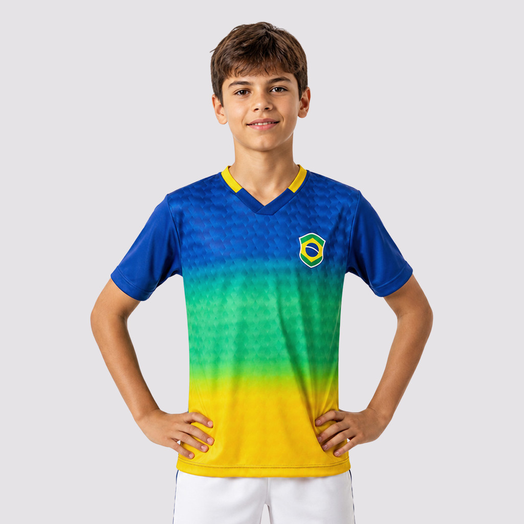 Camisa Brasil Samba Juvenil Azul