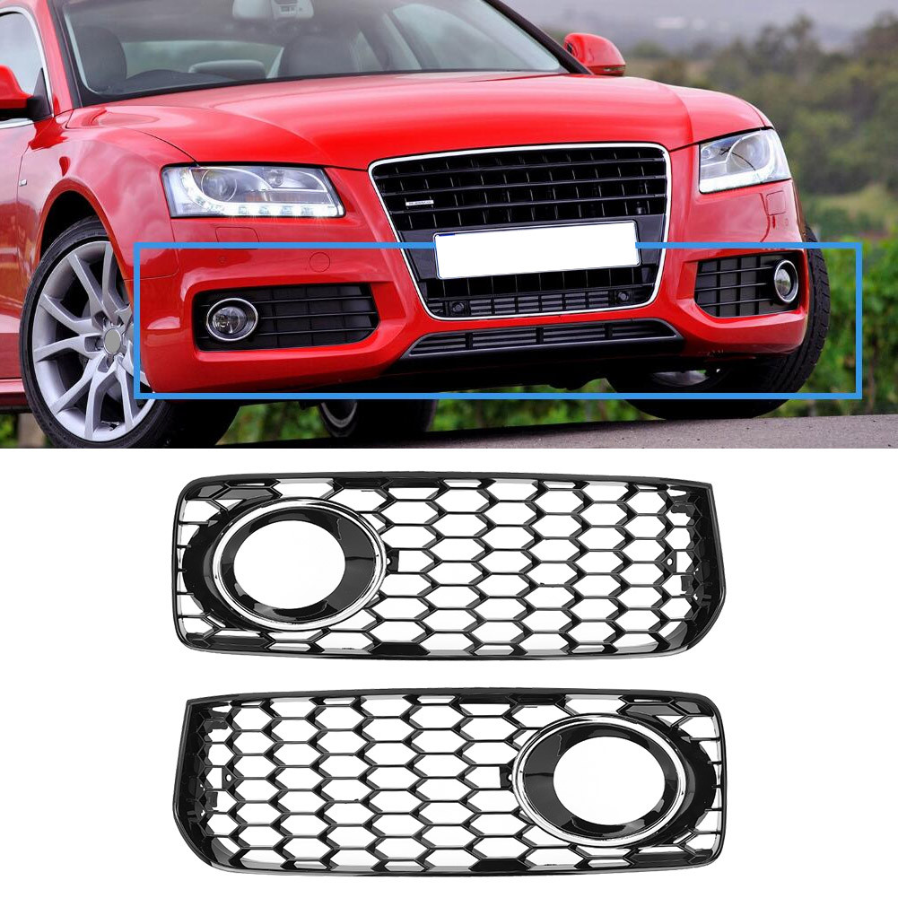 Toolgoing-BR 2 peças de substituição de grades de luz de neblina para carro com abertura galvanizada adequada para Audi