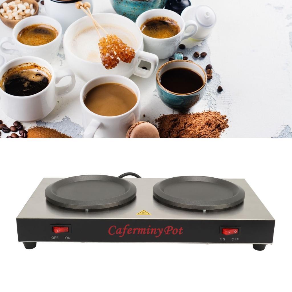 vivi_meter.br Aquecedor Duplo de Café Aumotop em Aço Inox Panela Comercial Portátil Placa Quente com Queimador Duplo