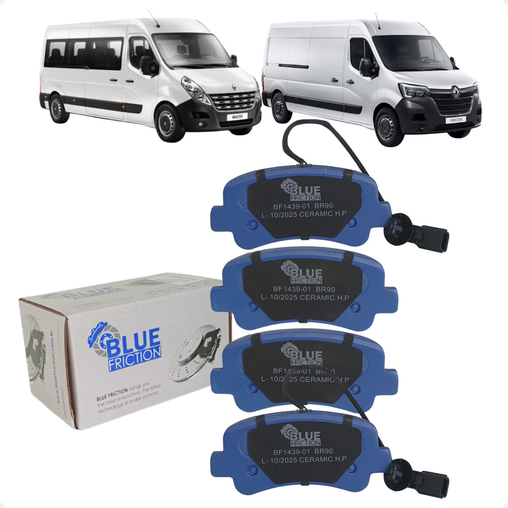 Pastilhas Freio Traseiro Cerâmica Com Chapa Antirruído Master 2.3 16v Após 2013 Blue Friction