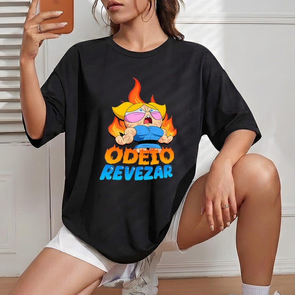 Camiseta Feminina Academia Humor Lindinha Odeio Revezar Camisa 100% Algodão Meninas Superpoderosas