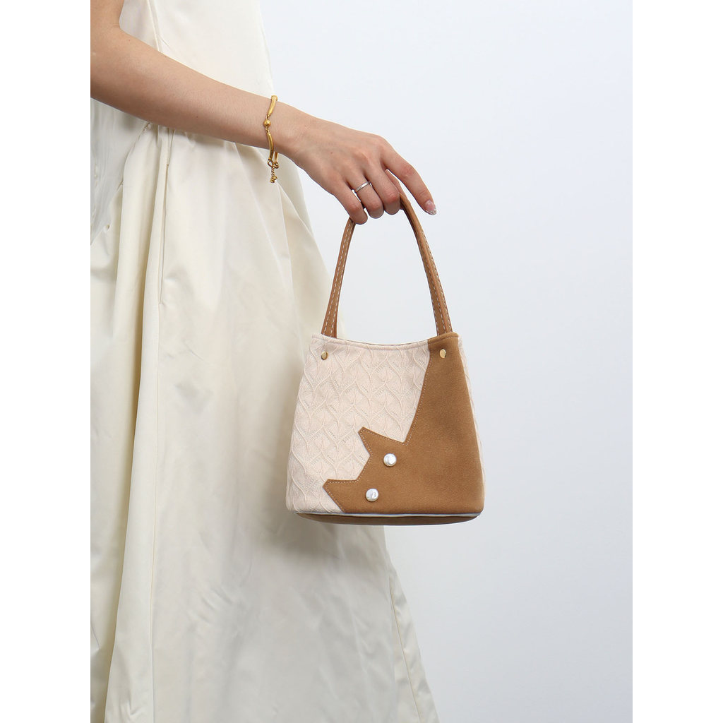 Suta portátil cesta de vegetais pequeno saco quadrado primavera verão contraste cor bonito gato menina artesanal textura