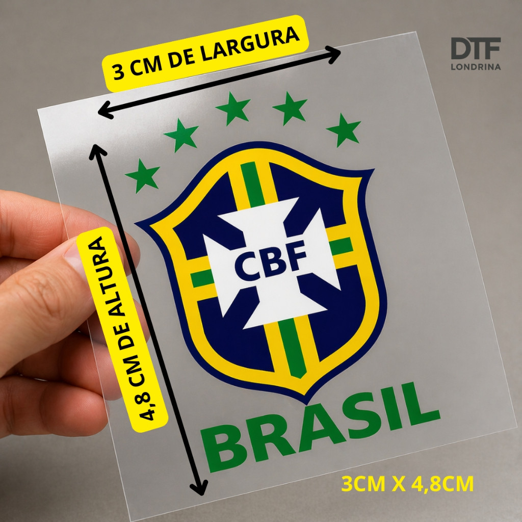Kit 10/20/50 Adesivo DTF Termocolante Brasil Dtf Para Tecido 3cm x 4,8cm