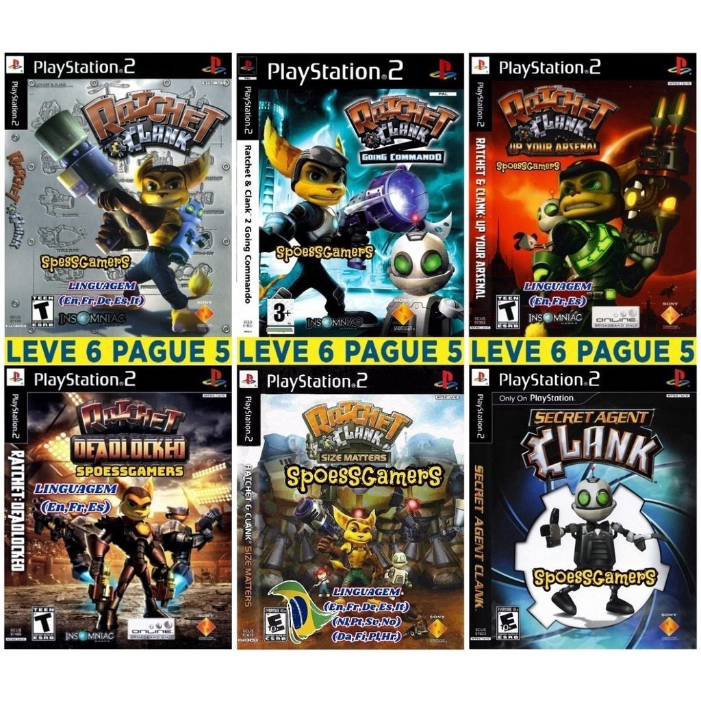 PS2 Ratchet & Clank  Coleção (6 Dvds) Patch - Leve 6 Pague 5 Jogos PS2 PLAY 2