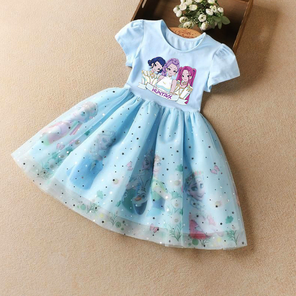 Bruxa caçador grupo meninas vestido de verão crianças roupas novo estilo crianças Elsa vestido princesa Pettiskirt vesti