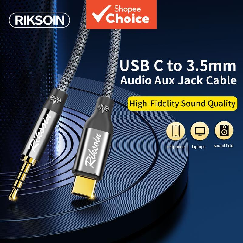 Cabo adaptador USB-C para conector auxiliar de 3,5 mm com microfone para iPhone 15 16, Samsung S24 e notebook
