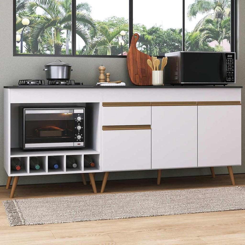 Kit Balcão de Cozinha para Pia e Balcão para Cooktop/Forno 190cm Veneza Multimóveis MP3777
