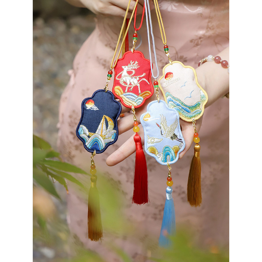 Antigo bordado Halter saquinho guarda-roupa Han elementos Original requintado portátil Hanfu acabado saquinho bolsa ping
