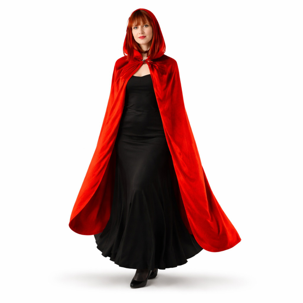 Capa de Cetim Vermelha com Capuz | Halloween, festas e looks temáticos com grande presença