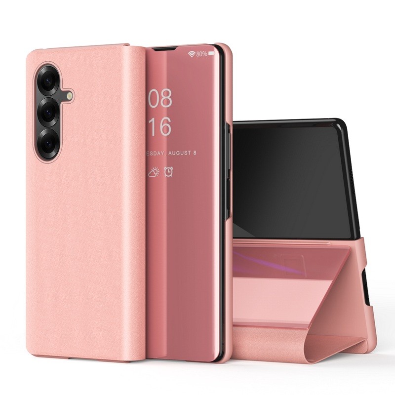 Para Samsung Galaxy Z Fold 8 Ultra 7 6 5 4 3 Caso Da Aleta De Luxo Couro Do Plutônio PC Kickstand Espelho Capa Dura Tele