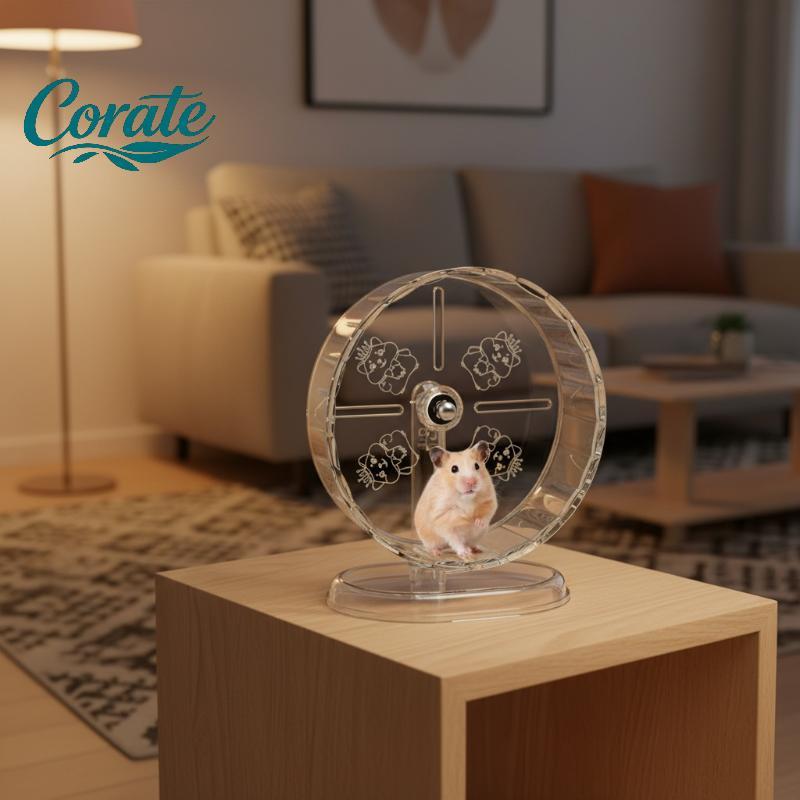 [Corate] Roda De Corrida Silenciosa Para Hamster 1 Conjunto De Exercício Giratória Livre De Plástico Transparente Design