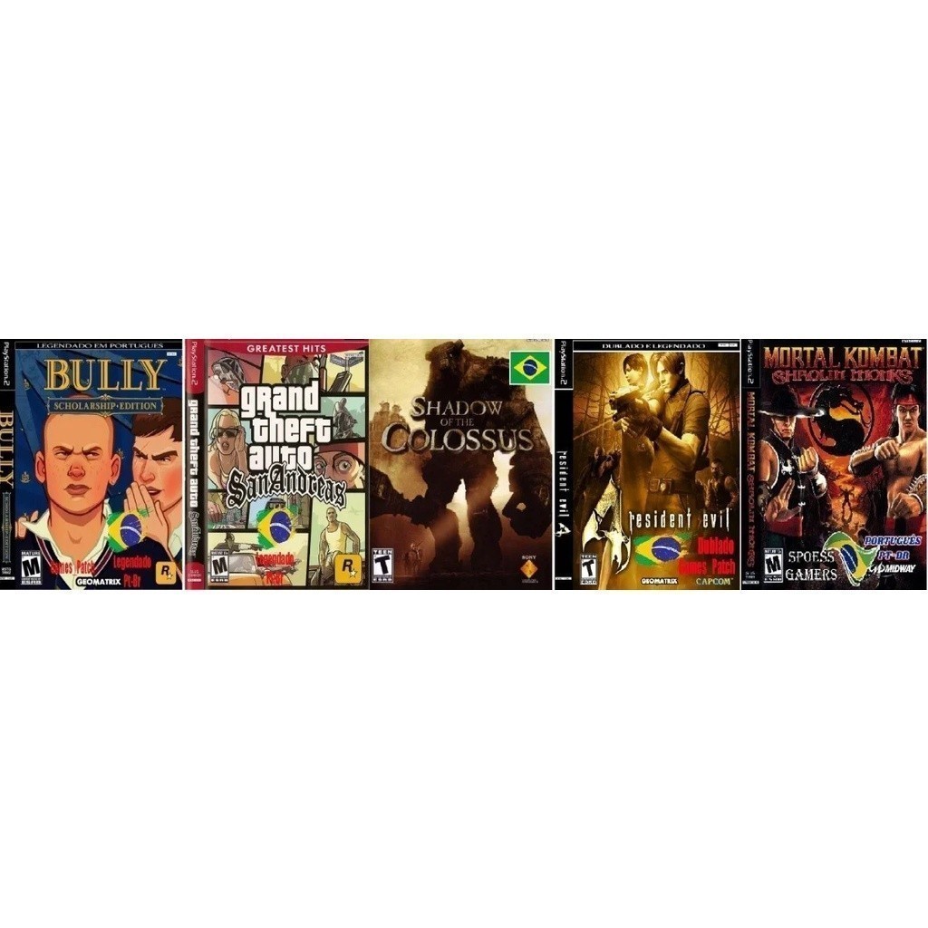 Ps2 s2 Bully Gta Shadow of Colossus Resident Evil Mortal Kombat y   2 Variados Super kit Diversão Garantida