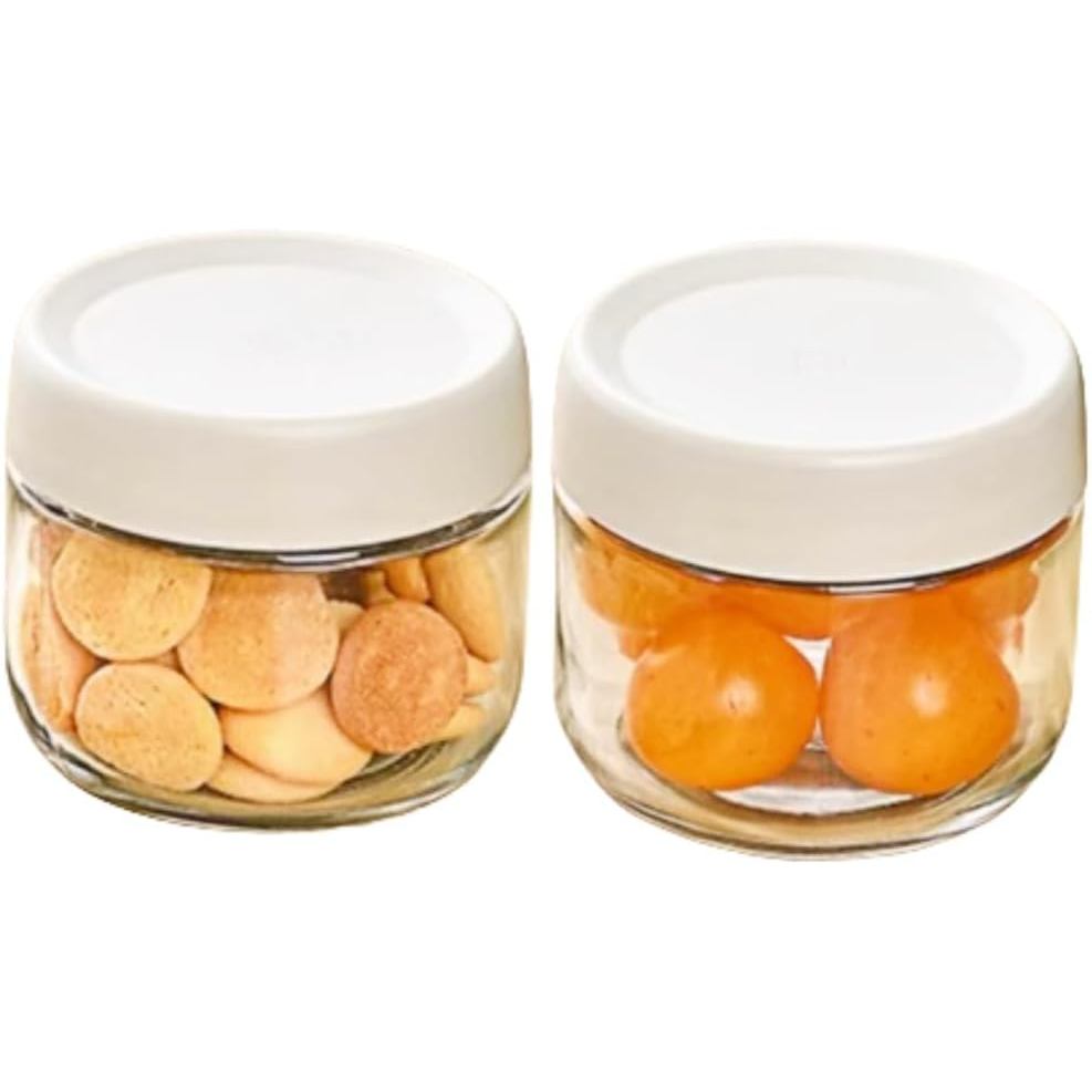 Conjunto de 2 Potes de Vidro de 10 OZ com Tampas Rosqueadas, Recipientes Herméticos para Armazenamento de Alimentos, Ide