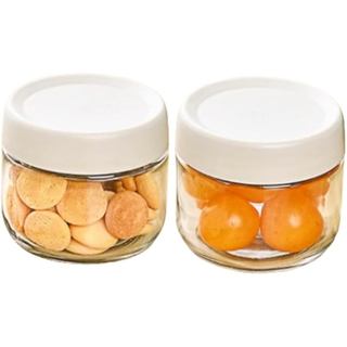 Conjunto de 2 Potes de Vidro de 10 OZ com Tampas Rosqueadas, Recipientes Herméticos para Armazenamento de Alimentos, Ide
