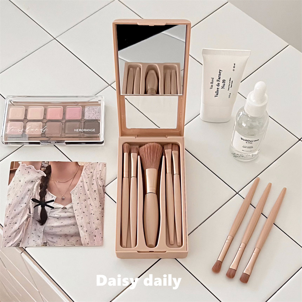 kit pincel maquiagem pincel maquiagem Pincel de maquiagem de cor creme, conjunto portátil de viagem, cinco peças com esp