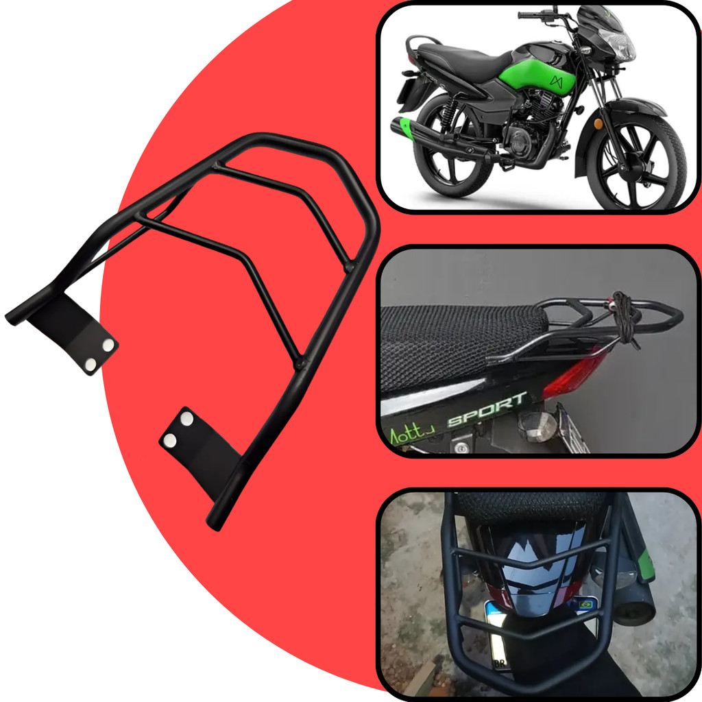 Bagageiro Churrasqueira Reforçado Mottu Tvs Sport 110 Preto