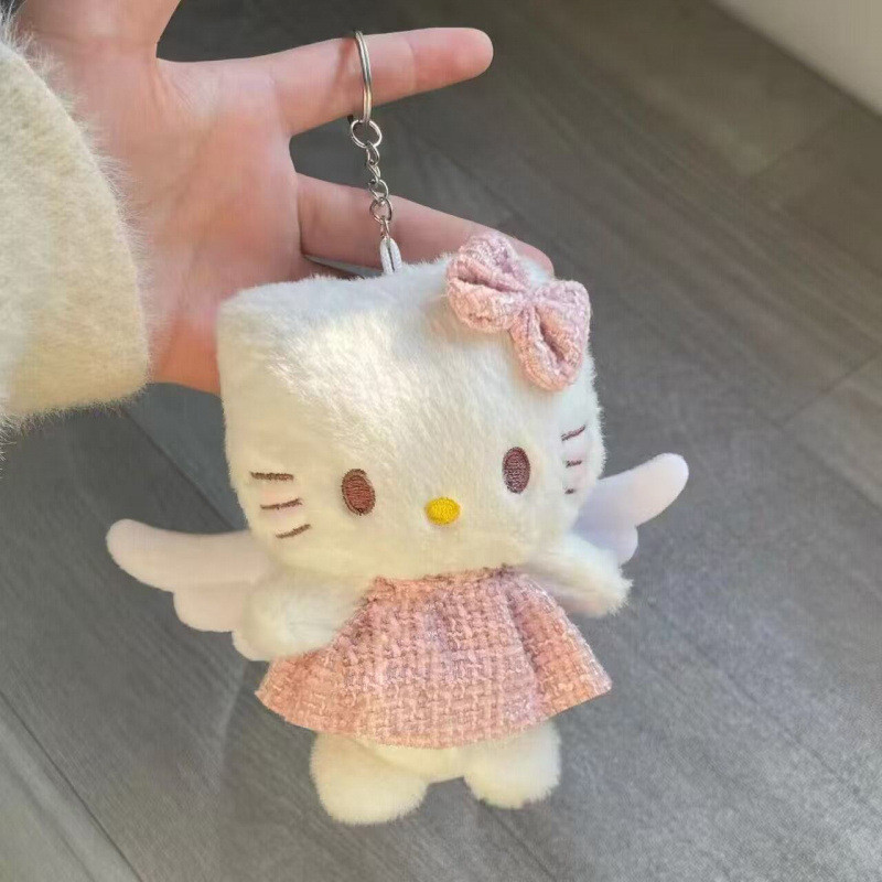 Pingente de pelúcia de gato anjo-brinquedo de Software fofo adequado para chaves e bolsas