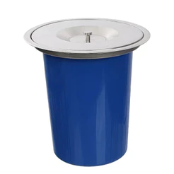 LIXEIRA DE EMBUTIR PARA PIA BANCADA 8 LITROS AÇO INOX 304 PRATA COM AZUL