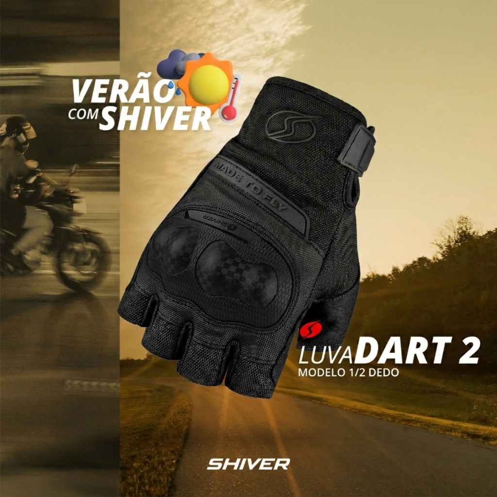 Luva De Motoqueiro Aberta Sem Dedo Urbana Shiver Dart 2 Original Proteção Estilo Condução piloto Estilo X11