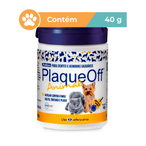 Plaque Off Inovet Cães Gatos Higiene Bucal 40g