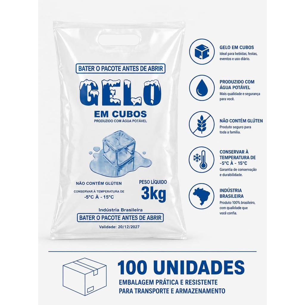 Embalagem de Gelo com Alça Resistente e Prático Transparente Saco de Gelo (24x49x0.15) — imagem 2 de 2