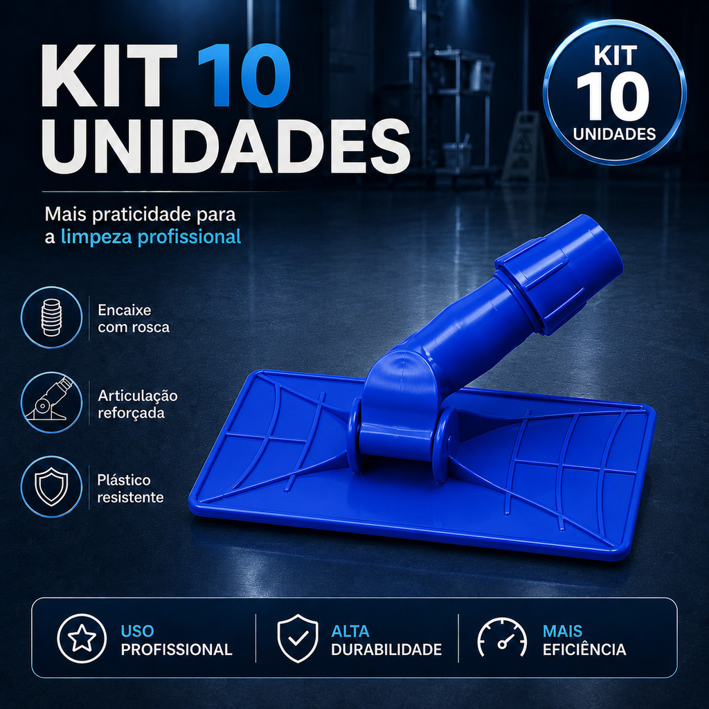 Kit 10 Mop Suporte LT Bralimpia  Limpeza pesada fixa Fibra Articulado Rodo Suporte Fixo S/ Cabo