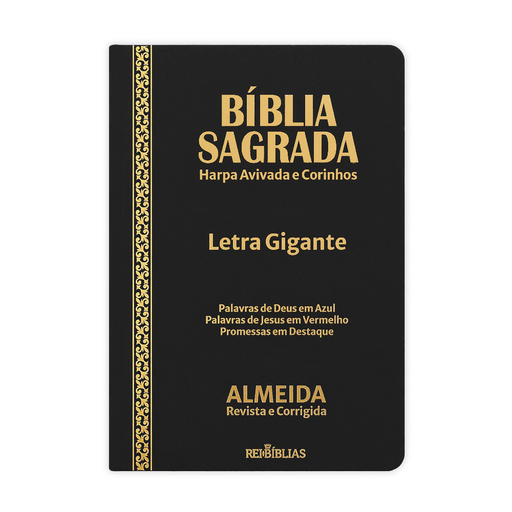 Detalhes do Kit 2 - Bíblia Sagrada - Gigante Luxo Preta | ARC - João Ferreira de Almeida - Harpa e Índice por Cores