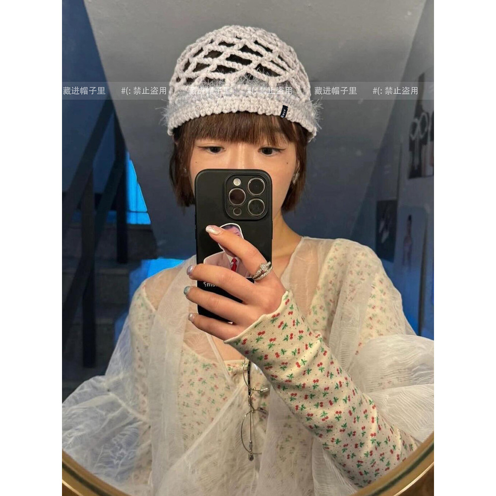 Coreia coreia ins Blogger boné de cabeça de malha feminino primavera verão rua moda nicho Design oco malha pulôver chapé