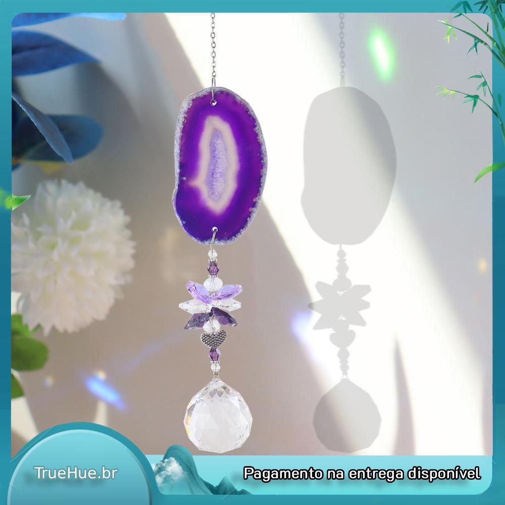 Carrilhão De Vento Âmbar Cristal Diamante Apanhador Ornamentos Prismas Pingente (Roxo)