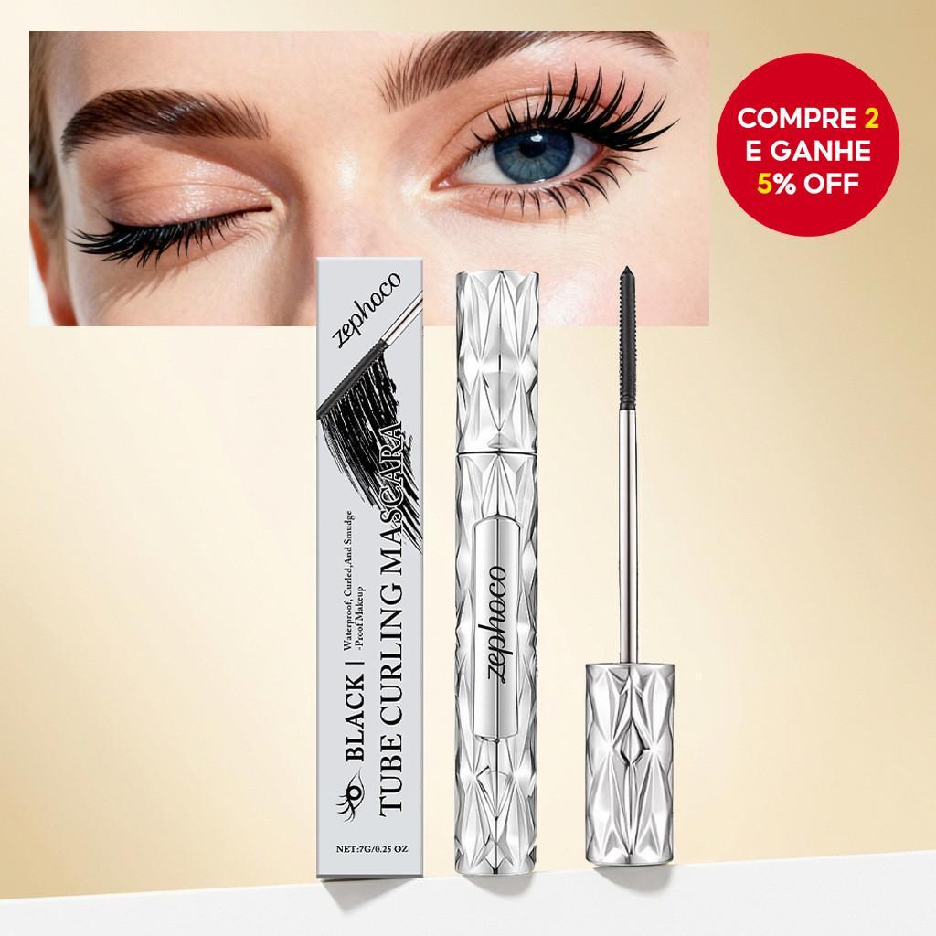 Máscara de Volume e Curvado Profissional Preto 7g com Cera de Abelha e PVP para Maquiagem Natural no Dia a Dia, À Prova