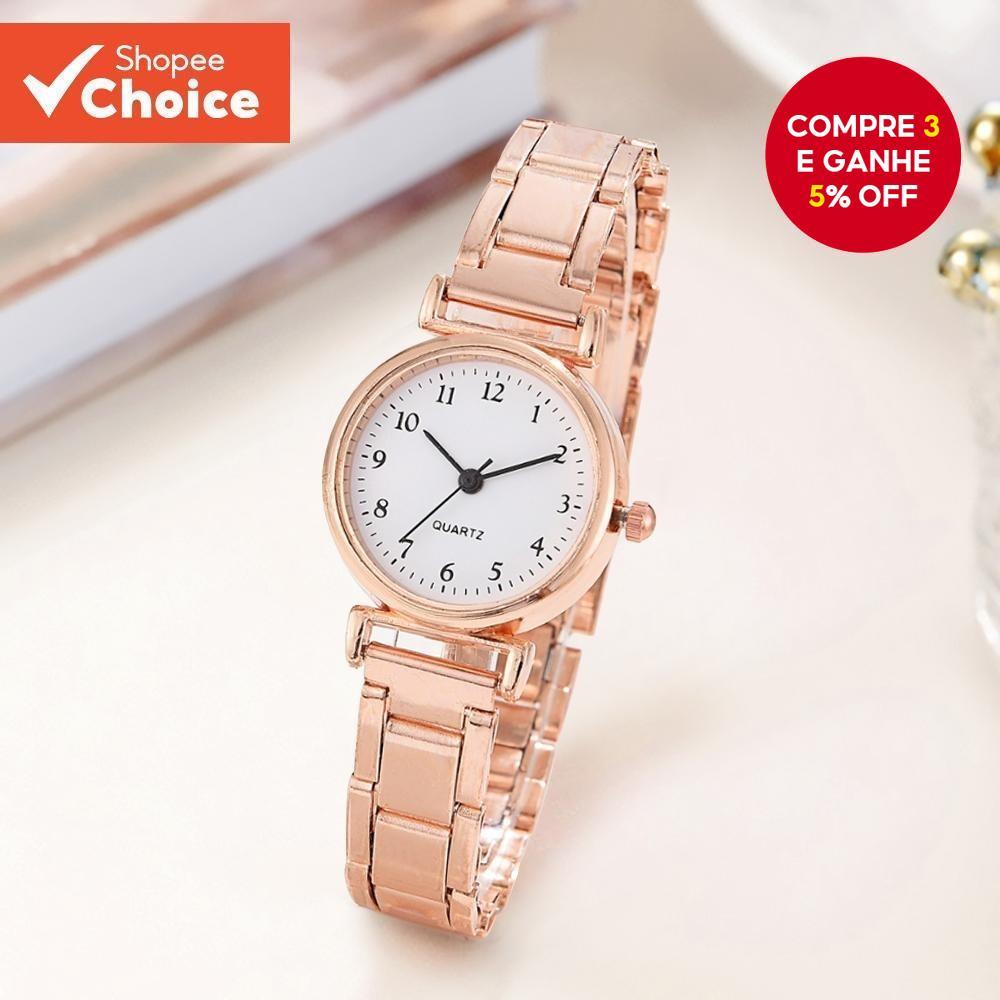 Relógio Feminino Elegante De Quartzo Com Mostrador Pequeno , Pulseira De Liga-E Chique Para Qualquer Ocasião