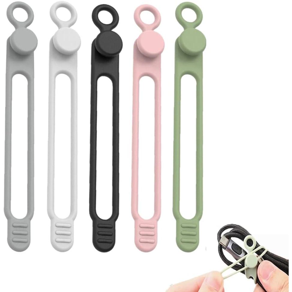 Organizador de Cabos de Dados, Novas Abraçadeiras de Silicone Reutilizáveis para Gestão de Cabos, Organizador de Cordas 