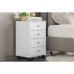 Mesa de Cabeceira Solteiro Presence c/ 4 Gavetas Branco - Demóbile