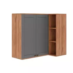 Armário Aéreo p/ Cozinha Bella 2604 Canto Reto c/ 2 Portas 94cm Nogal/Cinza - Carraro