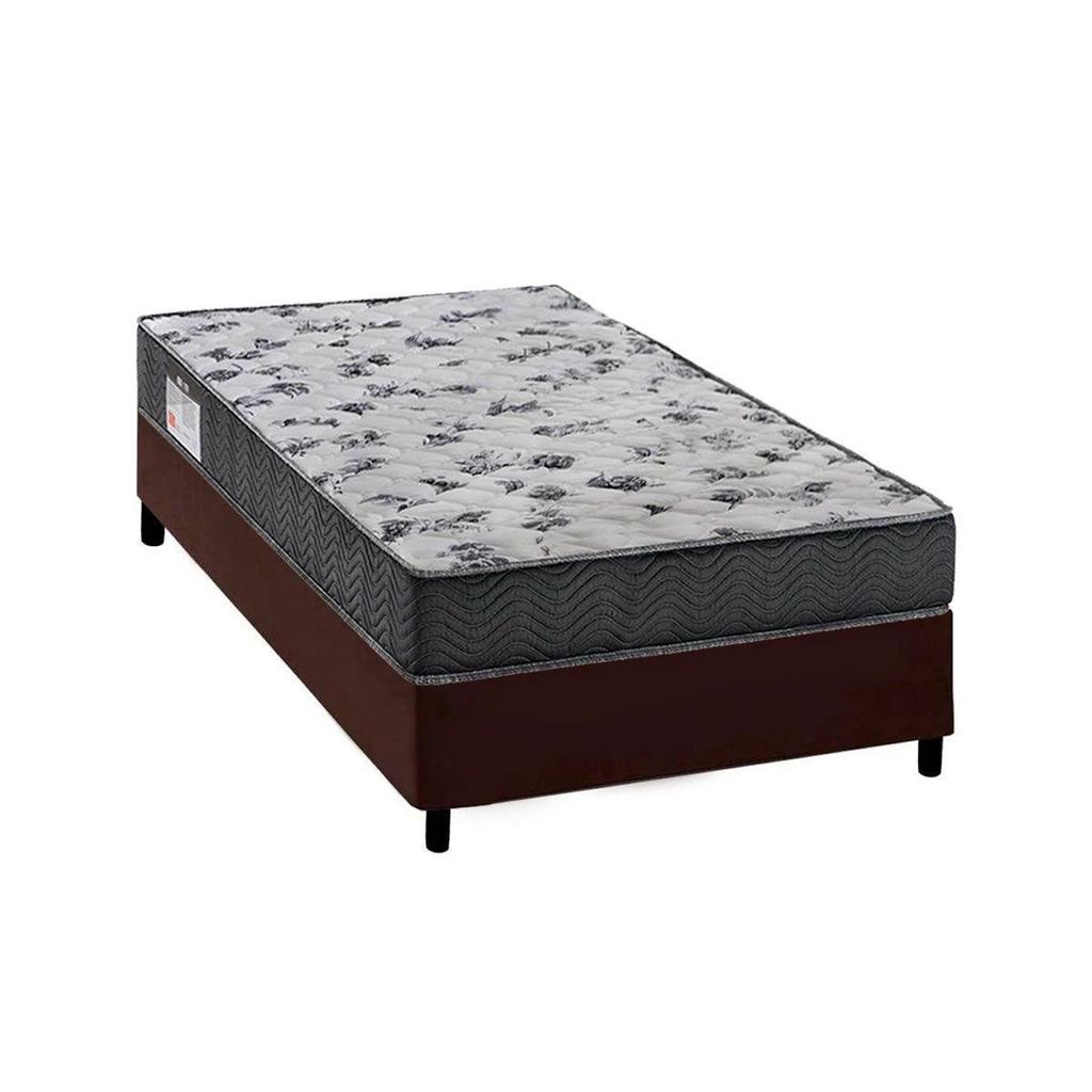 Cama Box Solteiro: Colchão Espuma Ortobom D33/EP Anatômico Fort Tech ISO 100 + Base CRC Courano Brown(78x188)