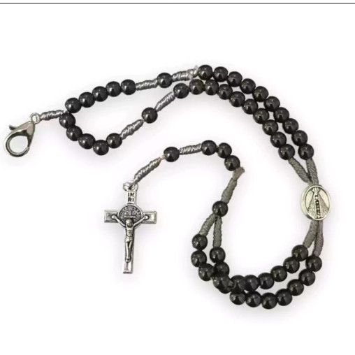 Terço Pulseira Nossa Senhora Aparecida Hematita/Artigo Católico/ Artigo Relioso