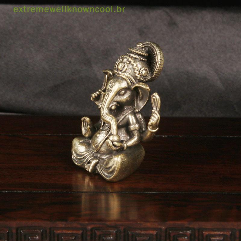 EWC Vintage Latão Elefante Tailandês Deus Ornamento De Mesa Tronco Da Riqueza Escultura Em Bronze Artesanato Coleção Dec