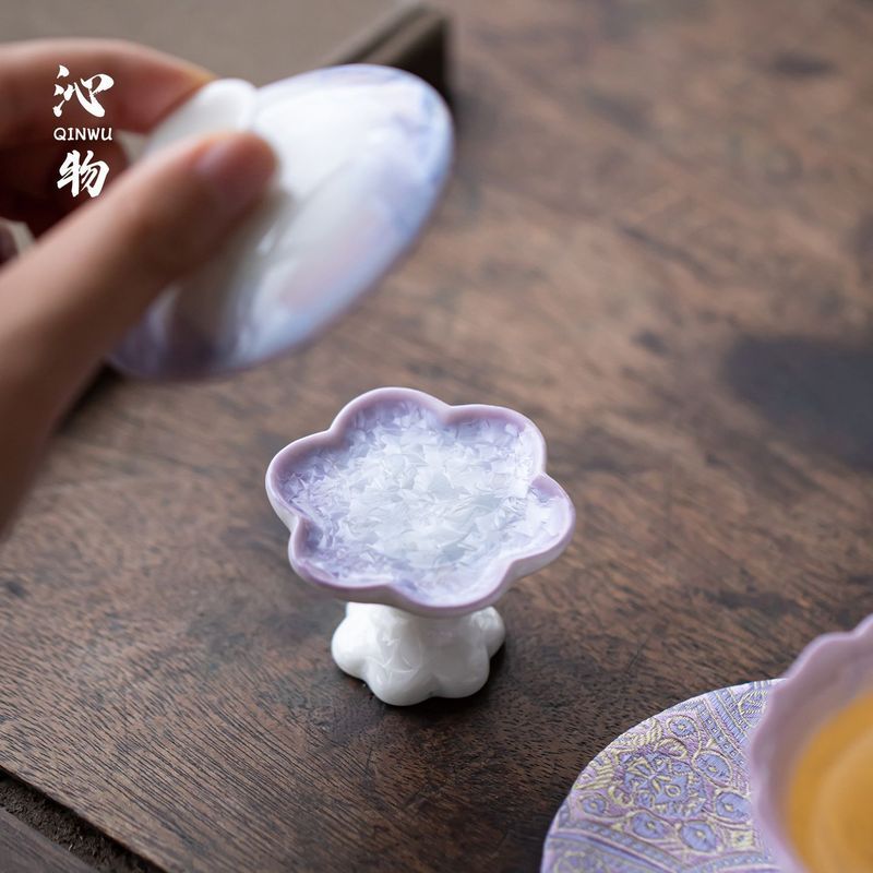 Qinwu cristal esmalte em pó névoa sonho capa conjunto Kung Fu chá cerimônia de chá com pêndulo requintado bule capa tige