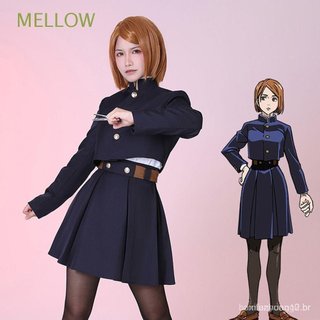 MELLOW Feminino Kugisaki Nobara Saia Curta Saco Cintura Jujutsu Kaisen Anime Cosplay Roupas Traje Conjunto