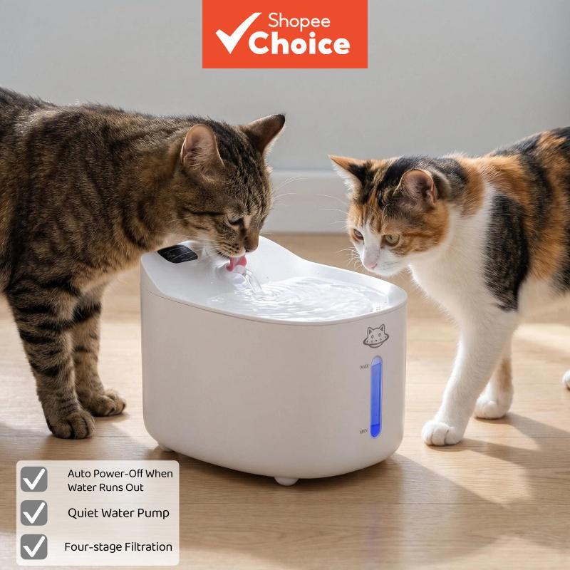 Fonte de água para animais de estimação, bebedouro automático para gatos com janela de nível de água para animais de