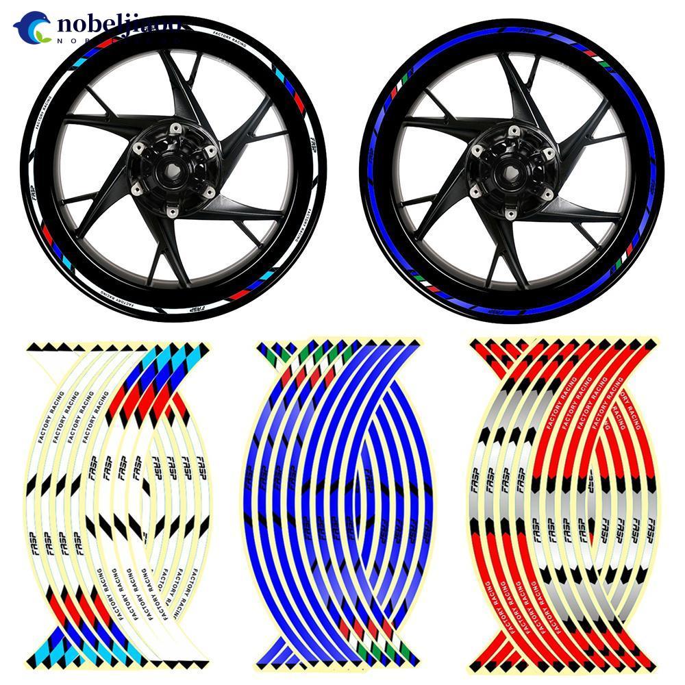 NOBELJIAOO 16 Peças Adesivo De Roda De Motocicleta Fita Reflexiva De Aro De Moto Carro Acessório De 17 " 18 " C9U1