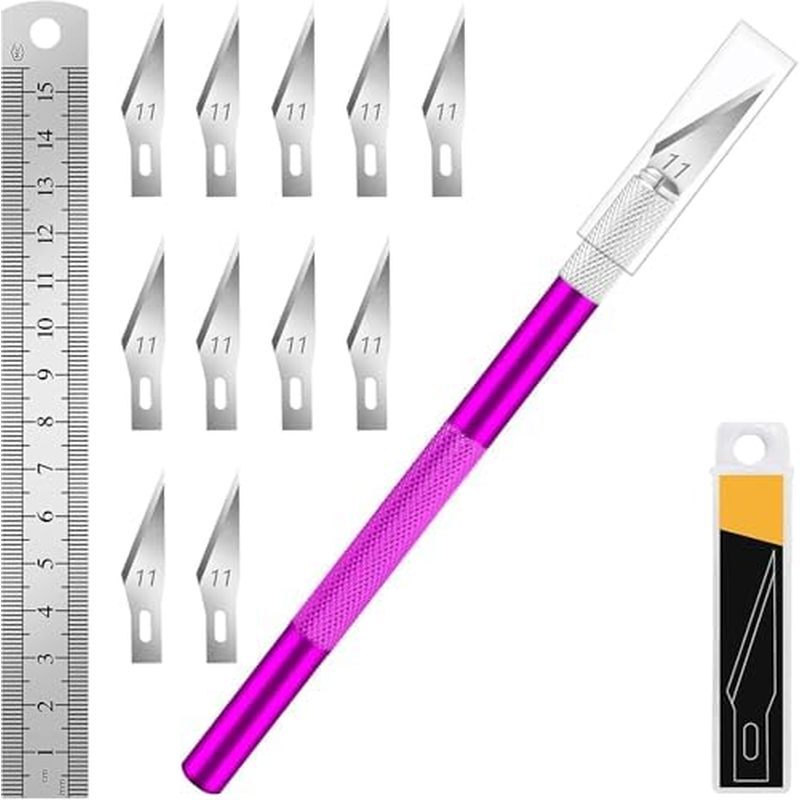 Faca Artesanal DIYSELF Com 10 Extras # 11 Lâminas , Conjunto De Hobby De Precisão Régua De Aço , Exacto Para Artesanato