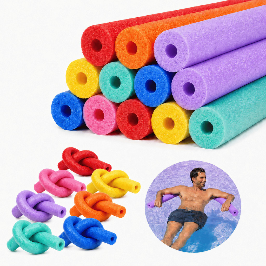 Kit 12 Boia Macarrão Piscina Espaguete Natação Recreação Hidroginástica Infantil Flutuador Furo