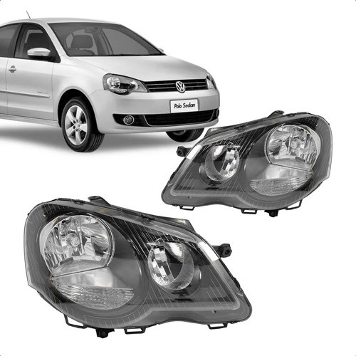 Farol Polo 2007 A 2014 Mascara Negra Lado Direito Direito/pa